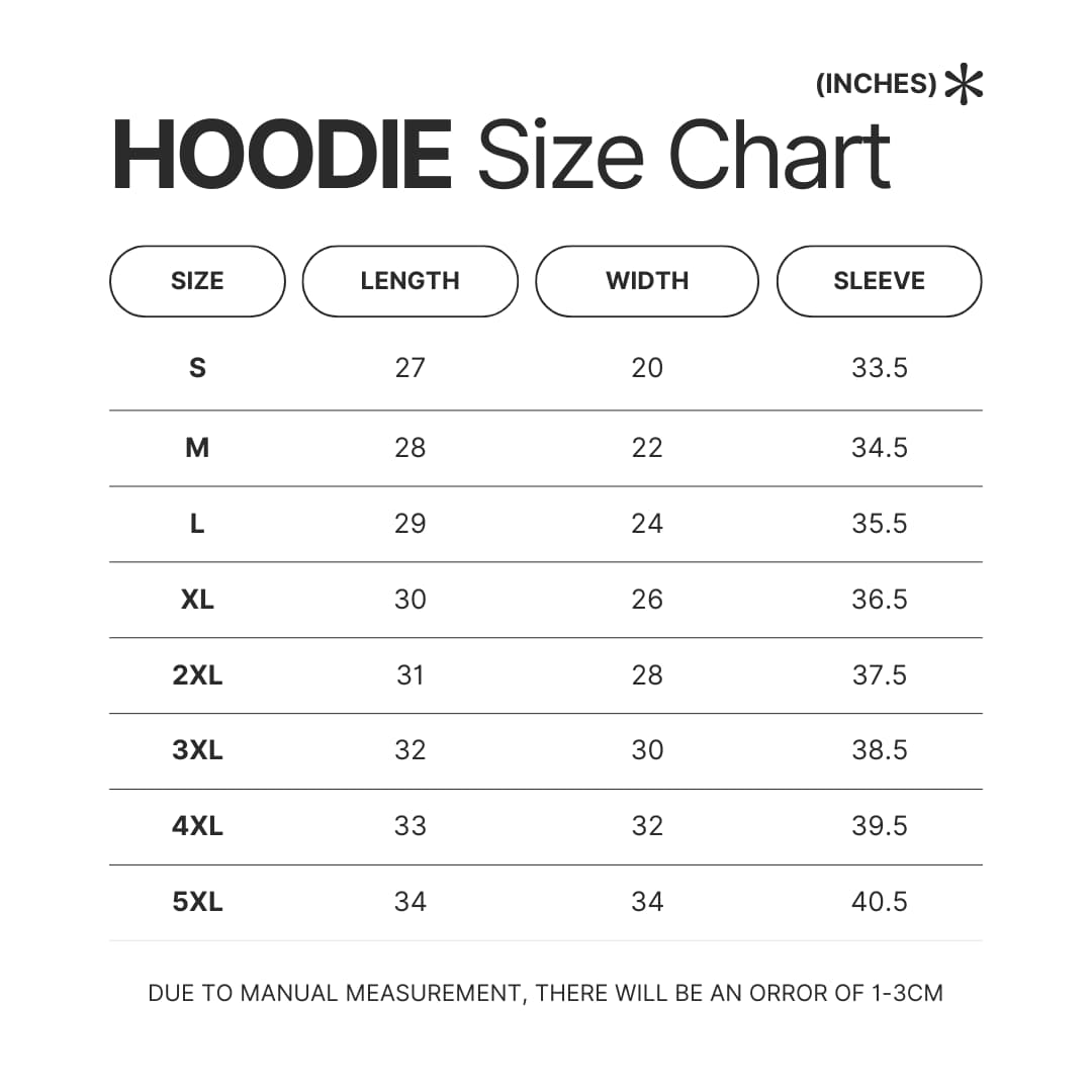 Hoodie Size Chart 1 - Pierce The Veil Store